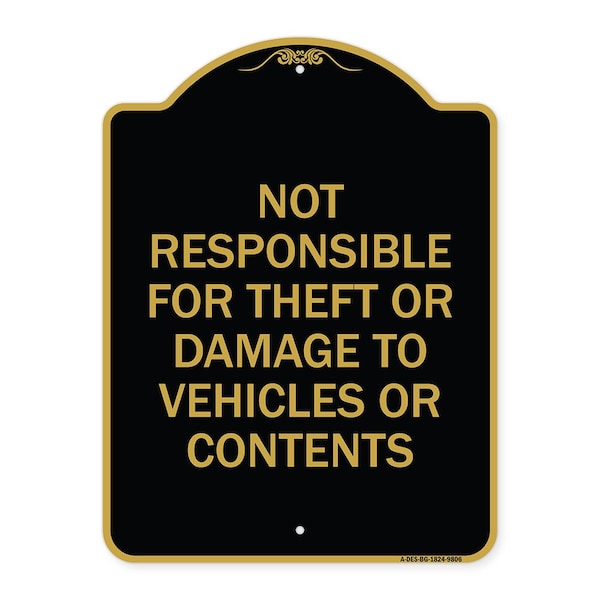 Signmission Designer Series-Not Responsible For Theft Or Damage To Vehicles Or Contents, 24" x 18", BG-1824-9806 A-DES-BG-1824-9806 - main